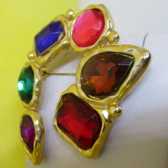 Park Lane Colorful Rhinestone Brooch Multi Colored Lucite Rhinestone Brooch - Picture 5 of 10
